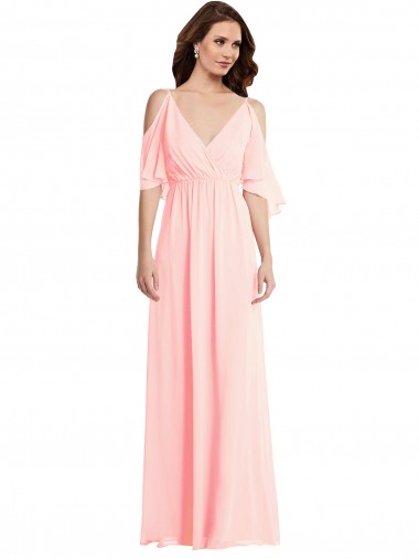 Cold Shoulder Draped Wrap Evening Maxi Dress UK