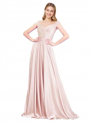 A-Line Off the Shoulder Sweetheart Satin Evening Dress UK