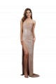 High Slit Scoop Neck Long Sequin Evening Dress