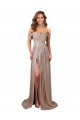 Strapless Scoop Neck Off the Shoulder Long Sequin Evening Dress with High Slit