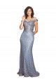 Off the Shoulder Sweetheart Neckline Sequin Evening Dress with Thigh High Slit