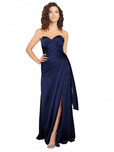 Floor Length Wrap Skirt Silky Satin Evening Dress UK