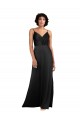 Full Length V-Neckline Silky Satin Evening Dress with Spaghetti Straps