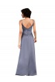 Full Length V-Neckline Silky Satin Evening Dress with Spaghetti Straps