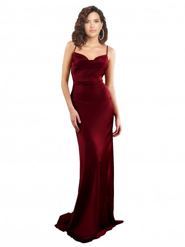 Cowl Neck Long Criss Cross Open Back Silky Satin Evening Dress UK