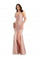 Deep V-Neck Silky Satin Mermaid Evening Dress with Side Slit