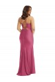 Cowl-Neck Open Tie-Back Silky Satin Mermaid Evening Dress with Frong Slit