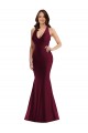 Plunge Neckline Cutout Low Back Silky Satin Mermaid Evening Dress