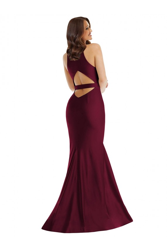 Plunge Neckline Cutout Low Back Silky Satin Mermaid Evening Dress