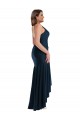 Pleated Wrap Ruffled High Low Silky Satin Evening Dress