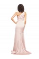 Full Length One Shoulder Long Silky Satin Evening Dress with High Split