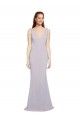 Cut-Out Back V-Neckline Mermaid Crepe Evening Dress Keyhole Back