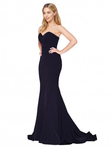 Sweetheart High Neck Sweep Train Sleeveless Crepe Evening Dress UK