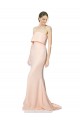 High Neck Strapless Long Crepe Evening Maxi Dress with Overlay