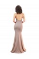 Fishtail Shape V-Neck Crepe Evening Dress with Slit