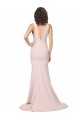 Deep Plunging V-Neckline Full Length Crepe Evening Dress with Deep V-Backline