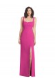 Wide Strap Notch Empire Waist Evening Dress with Front Slit