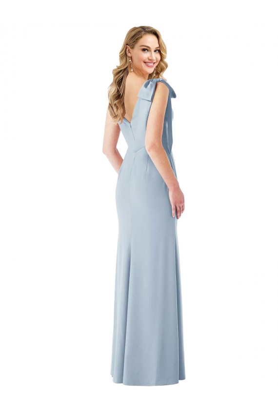 V-Back Bow Shoulder Trumpet Evening Dress