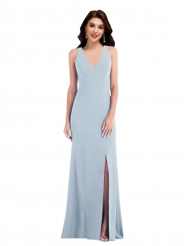 Criss Cross Cutout Back Evening Maxi Dress with Front Slit UK