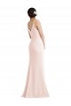 Skinny Strap Deep V-Neck Trumpet Crepe Evening Dress with Front Slit