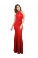 Halter Neck keyhole Front Back Long Stretch Satin Evening Dress