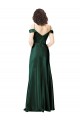 Off the Shoulder Sleeves Long Stretch Satin Evening Dress with Pleated Draped Neckline